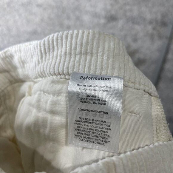 Reformation Cynthia Jeans Womens 23 High Rise Straight Corduroy Button Fly - Picture 7 of 7